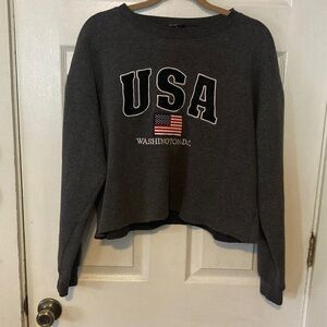 DC Dark Gray USA Cropped Hoodie